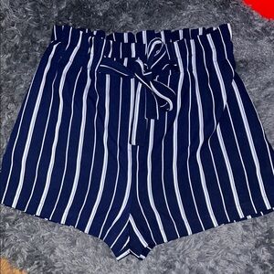 Navy Striped Women's Shorts